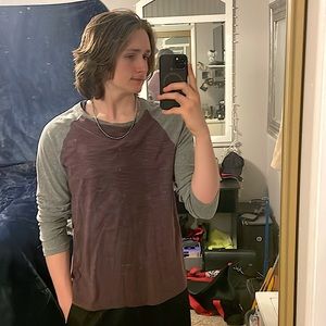 Long sleeve burgundy/grey, urban pipeline. Large